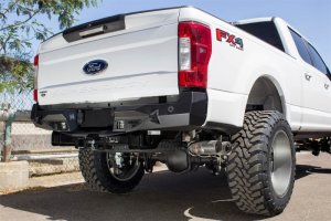 Ford F-350 Bumper - Rear - Addictive Desert Designs - Stealth Fighter with Backup Sensor Cutout - Hammer Black with Satin Black panels - `17-`18 Ford F-350 Bumper - Rear - Addictive Desert Designs - Stealth Fighter with Backup Sensor Cutout - Hammer Black with Satin Black panels - `17-`18